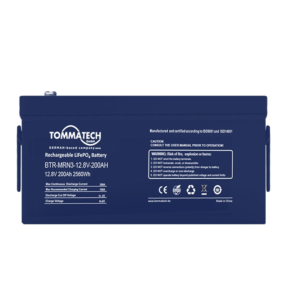 TommaTech ABS+PC Kasa 12.8V-200Ah Marine Batarya